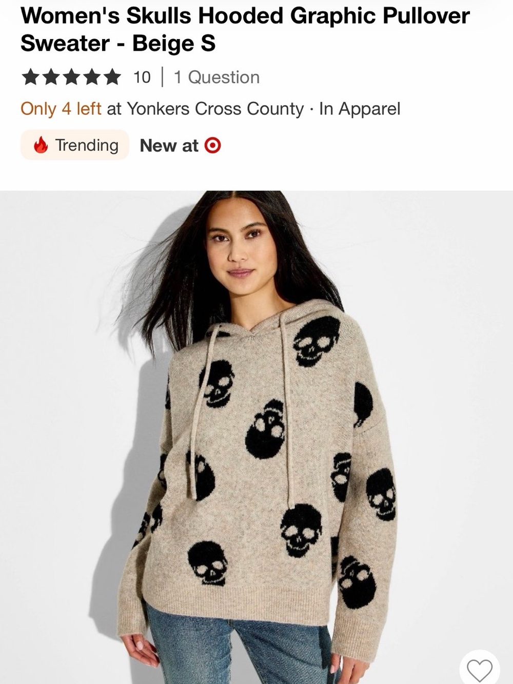NWT Skull Sweater Hoodie